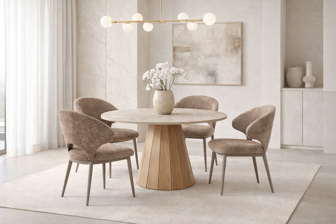 9493 Round Extendable Pedestal Dining Table & Chair Sets