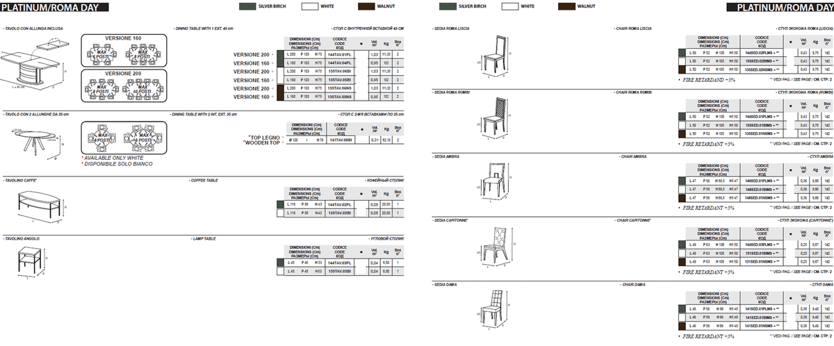 Platinum Slim Italian Dining Collection by Camelgroup