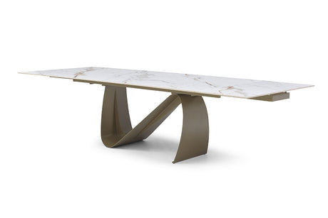 9087 Extendable Ceramic Top Dining Table & Swivel Chair Sets