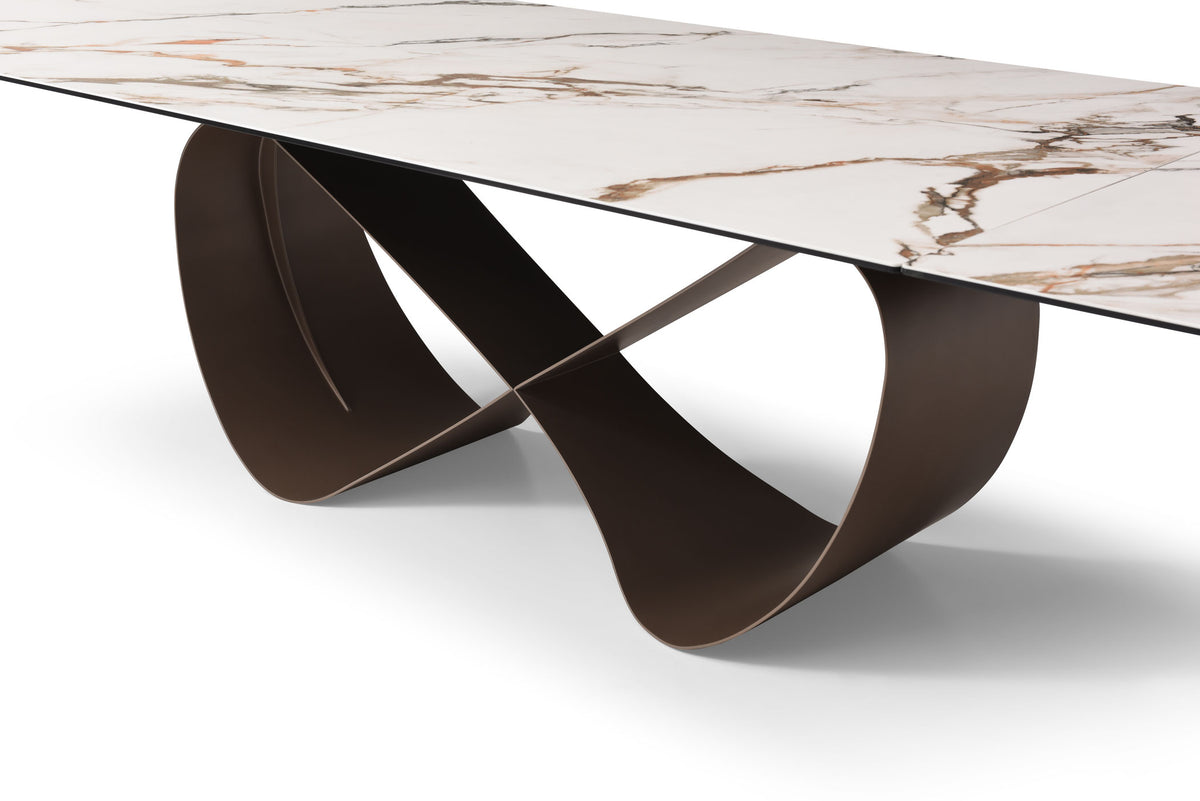 9305 Extendable Marble-Look Ceramic Dining Table & 1442 Chair Set