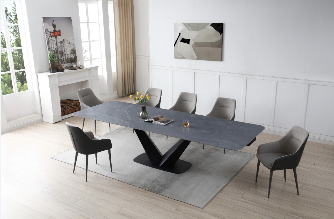 9436 Extendable Ceramic Dining Table & Chair Sets
