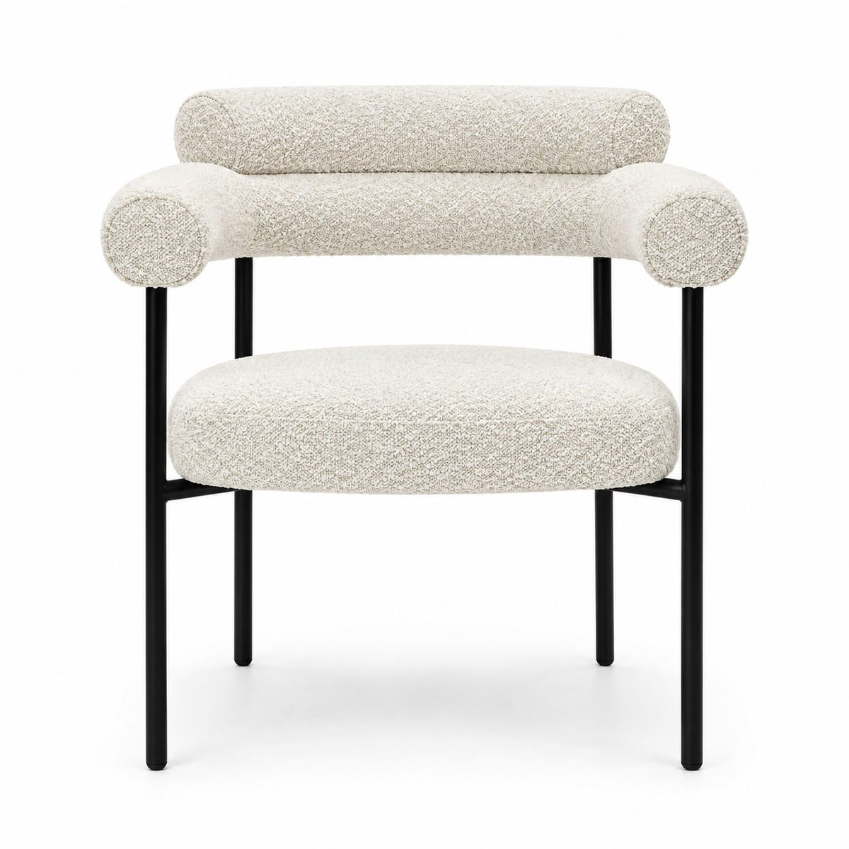 Extendable Oval Dining Table & Boucle Chairs, 5-Piece Dining Set Mid-Century Modern Double Pedestal