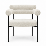 Extendable Oval Dining Table & Boucle Chairs, 5-Piece Dining Set Mid-Century Modern Double Pedestal