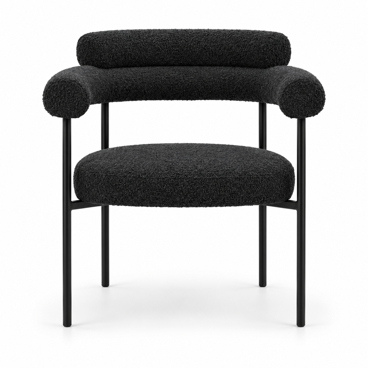Extendable Oval Dining Table & Boucle Chairs, 5-Piece Dining Set Mid-Century Modern Double Pedestal