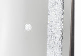 Detailed close-up of the Aria mirror's crystal perimeter and bright integrated LED lighting strip