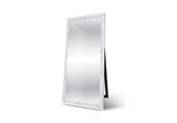 Side view of the Aria freestanding mirror highlighting the stable rear kickstand and crystal frame detail