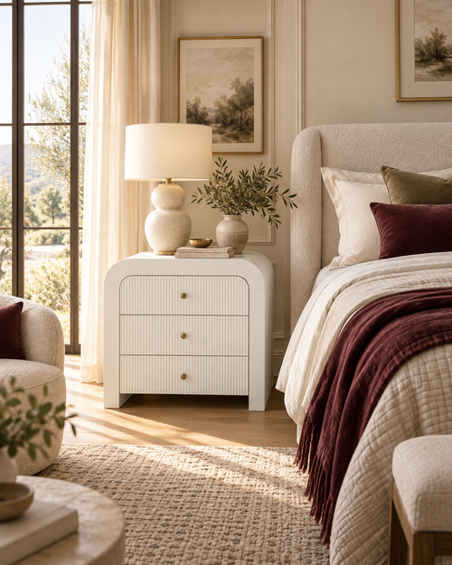 Hump 38-Inch Arched 3-Drawer Bedside Chest - Contemporary & Sculptural Bedroom Storage