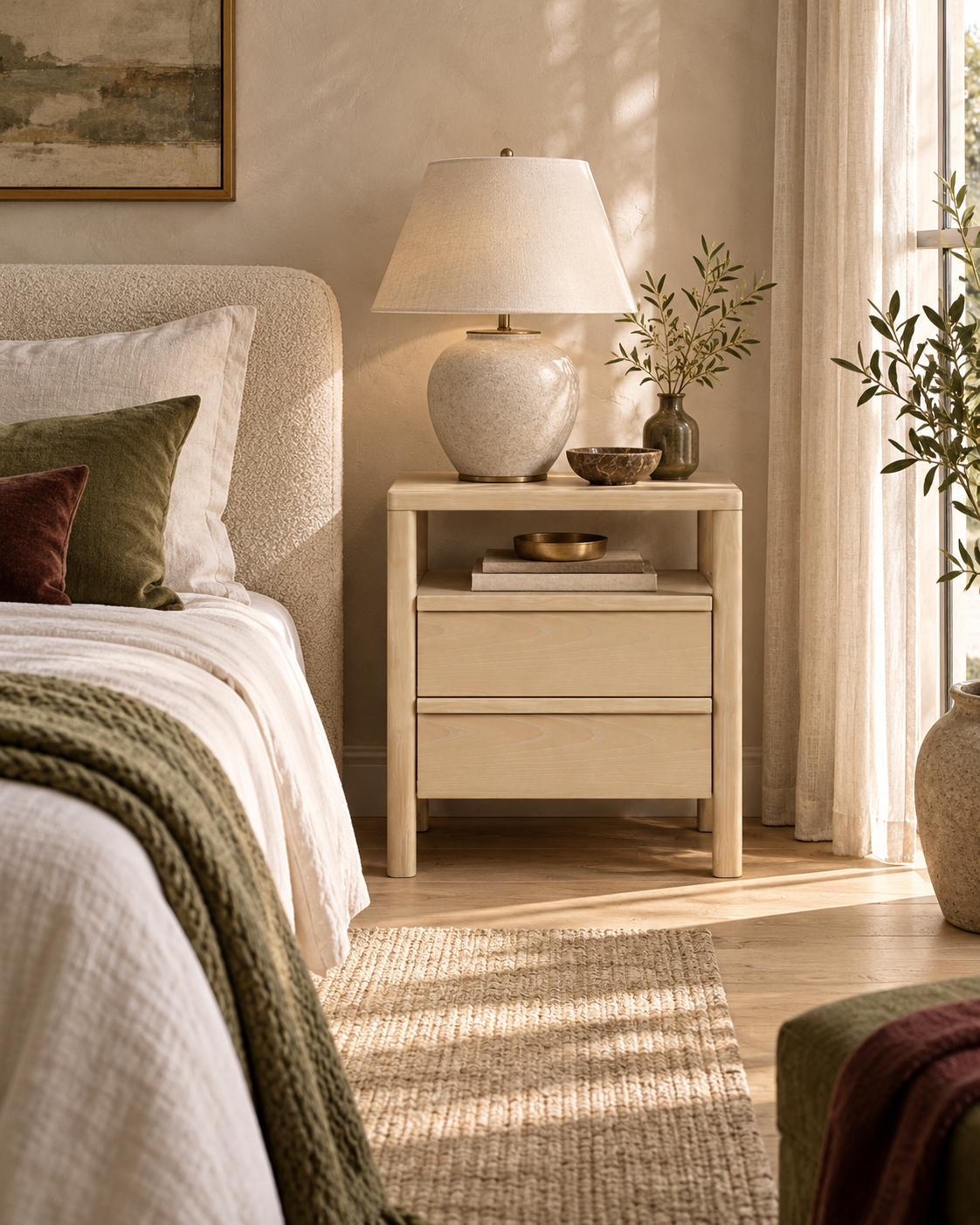 Tyra 22" Ash 2-Drawer Nightstand