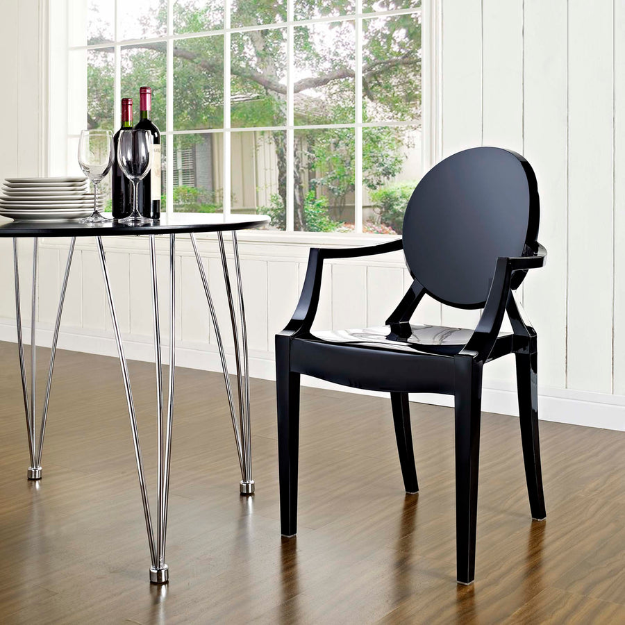 Casper Dining Armchair in Stackable Polycarbonate - Contemporary Indoor & Outdoor Seating, No Assembly