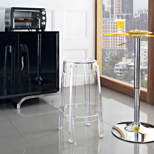 Casper Counter Stool in Transparent Clear Polycarbonate - Contemporary Minimalist Seating, Fully Assembled