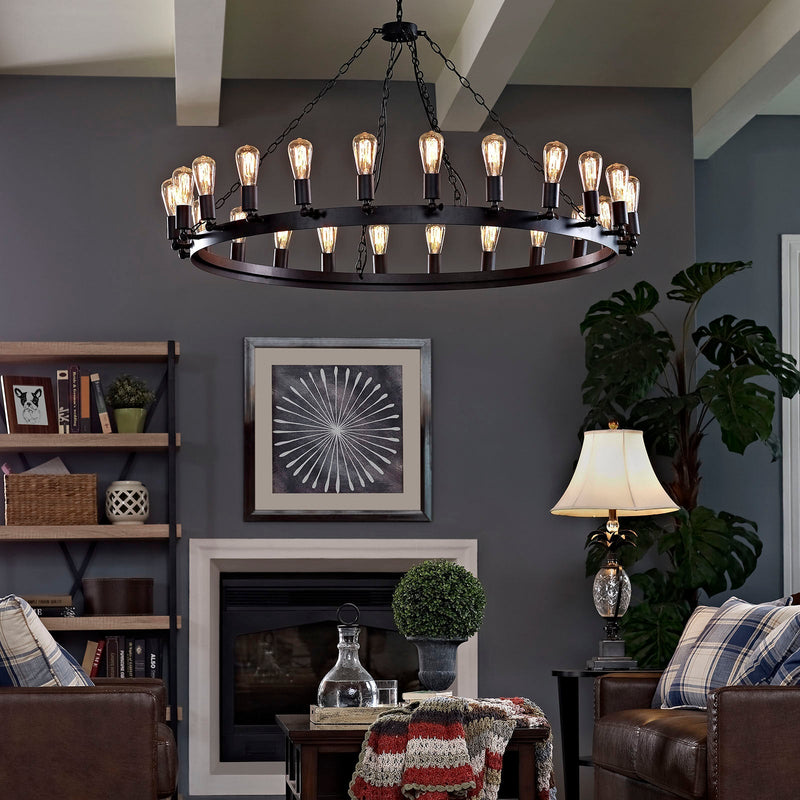 Teleport Chandelier with Adjustable Bulb Holders & Steel Chains - Industrial Modern Ceiling Fixture, 43" or 52"