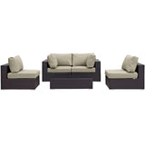Convene 5 Piece Outdoor Patio Sectional Set