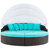 Convene Wicker Rattan Outdoor Patio Canopy Sectional Daybed