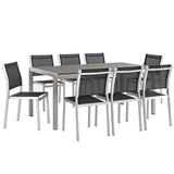 Shore 9 Piece Outdoor Patio Aluminum Dining Set