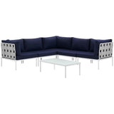 Harmony 6 Piece Outdoor Patio Aluminum Sectional Sofa Set