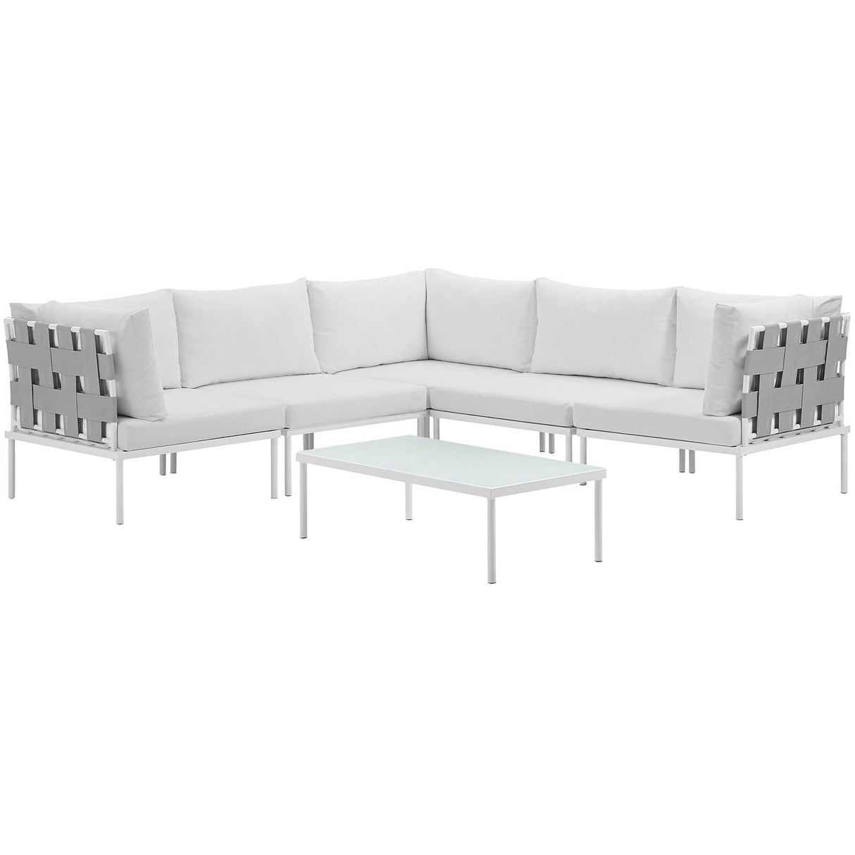 Harmony 6 Piece Outdoor Patio Aluminum Sectional Sofa Set