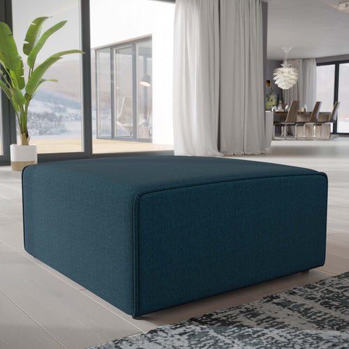 Mingle Fabric Ottoman with Elegant Piping & Dense Foam - Contemporary Modular Seating in Teal