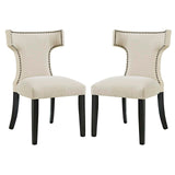 Curve Fabric Dining Side Chair Set of 2
