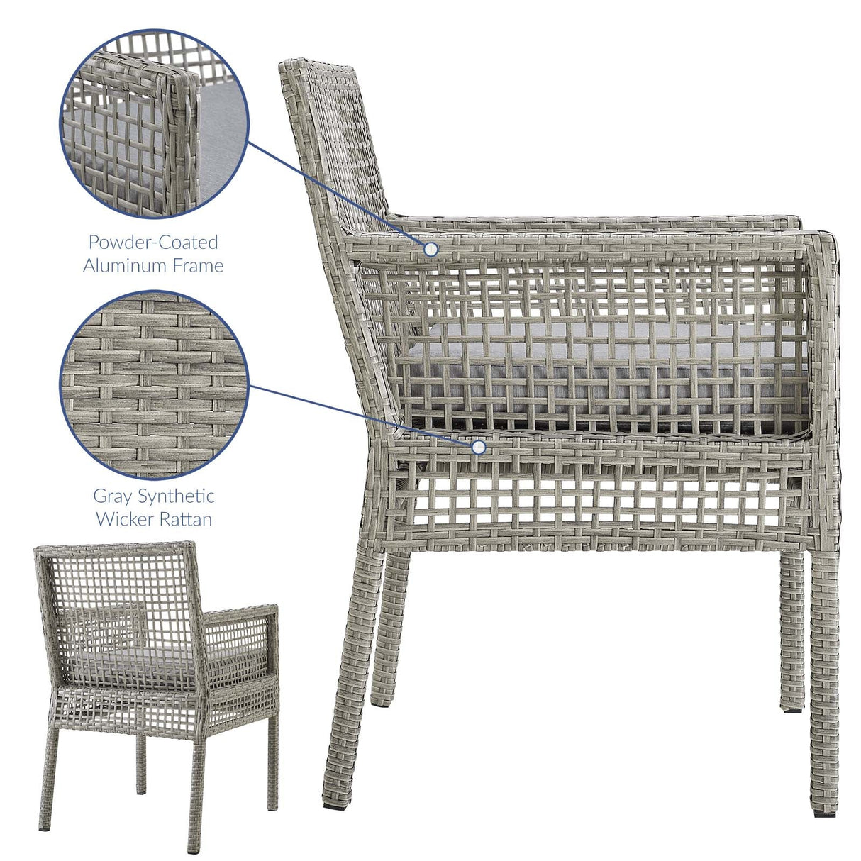 Aura 7 Piece Outdoor Patio Wicker Rattan Set - Modern Coastal & Weather-Resistant