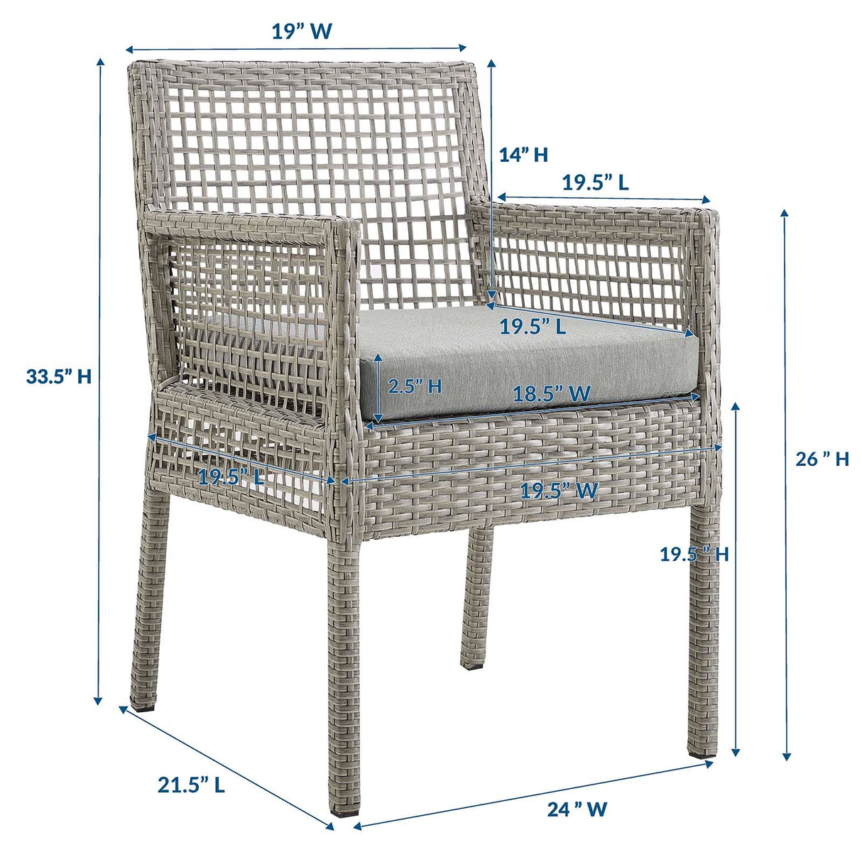 Aura 7 Piece Outdoor Patio Wicker Rattan Set - Modern Coastal & Weather-Resistant