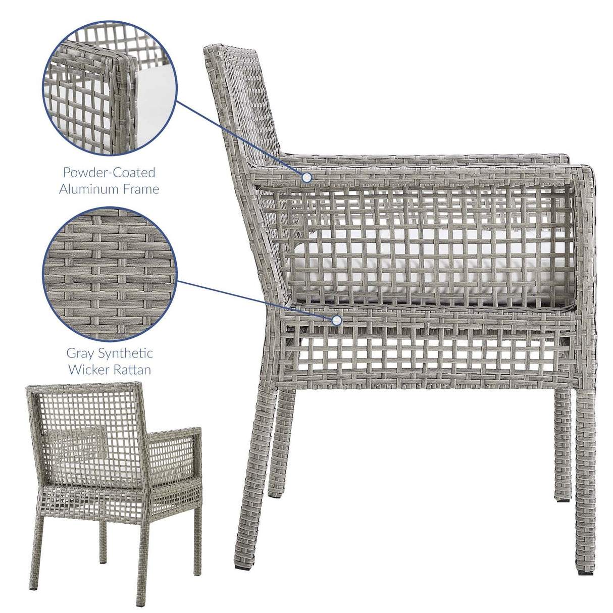 Aura 7 Piece Outdoor Patio Wicker Rattan Set - Modern Coastal & Weather-Resistant