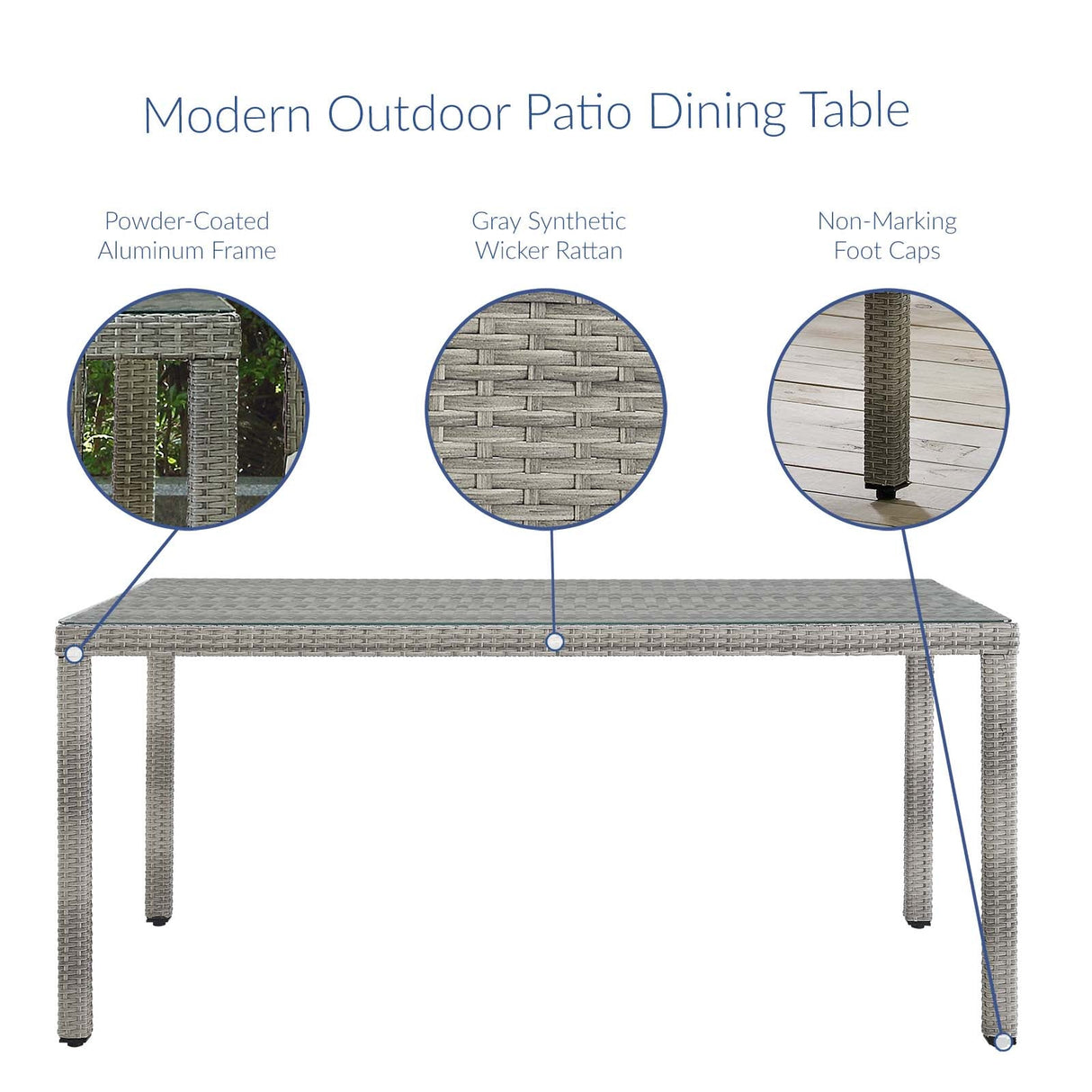 Aura 7 Piece Outdoor Patio Wicker Rattan Set - Modern Coastal & Weather-Resistant