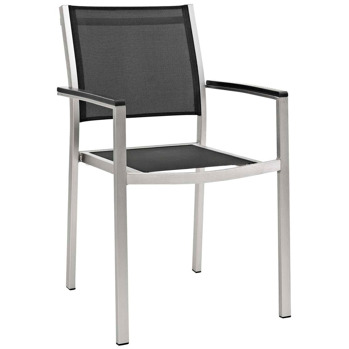 Shore 5 Piece Outdoor Patio Aluminum Dining Set with Wood Panel Accents (Modern Minimalist & Weather-Resistant)