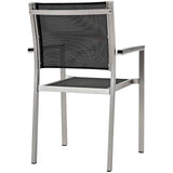Shore 5 Piece Outdoor Patio Aluminum Dining Set with Wood Panel Accents (Modern Minimalist & Weather-Resistant)