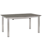 Shore 5 Piece Outdoor Patio Aluminum Dining Set with Wood Panel Accents (Modern Minimalist & Weather-Resistant)