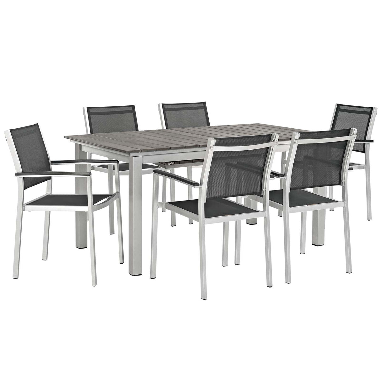 Shore 7 Piece Outdoor Patio Aluminum Dining Set (Modern Minimalist & Weather-Resistant)