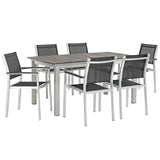 Shore 7 Piece Outdoor Patio Aluminum Dining Set (Modern Minimalist & Weather-Resistant)