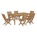 Marina 7 Piece Outdoor Patio Teak Dining Set (Modern Coastal & Weather-Resistant)