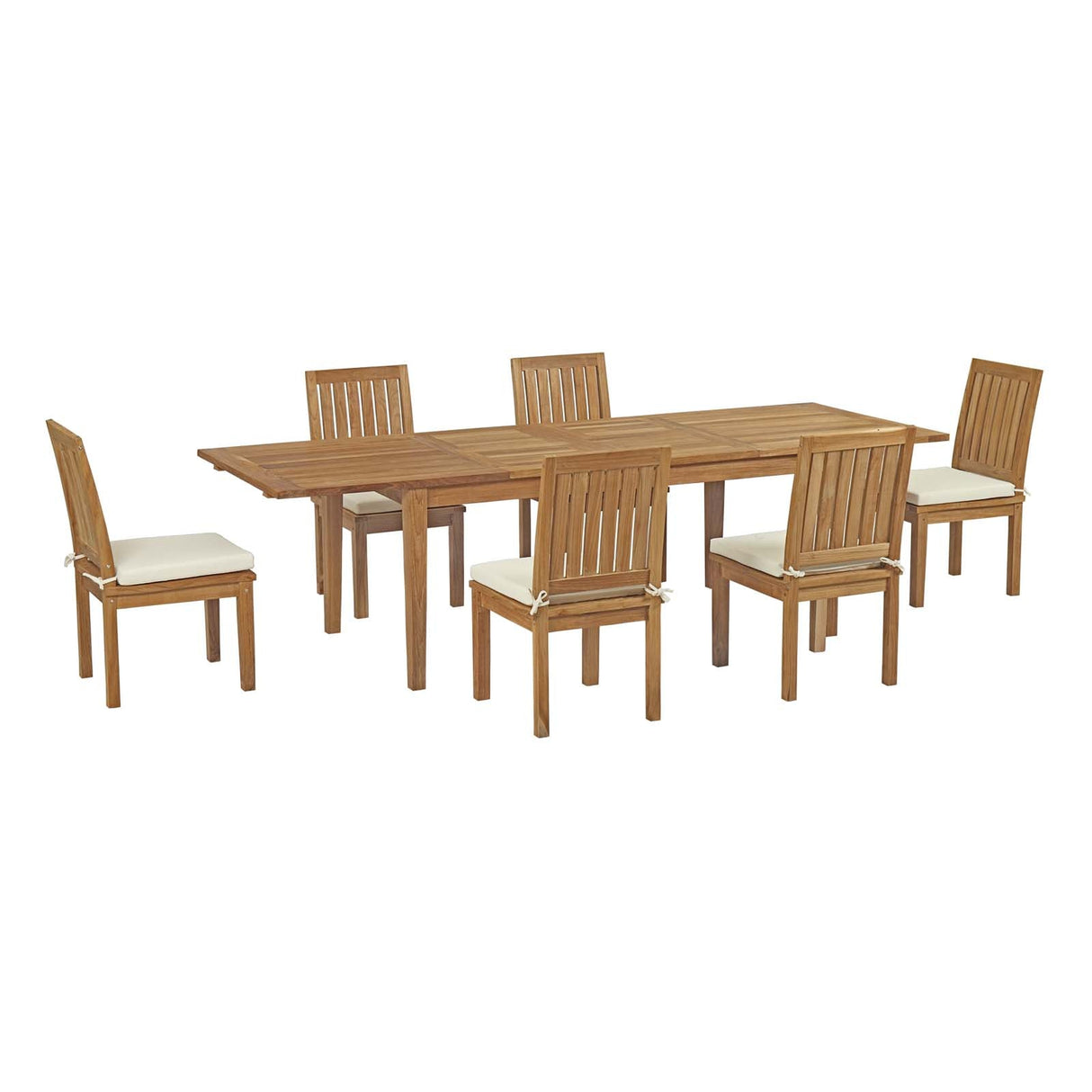 Marina 7 Piece Outdoor Patio Teak Dining Set (Coastal Modern & Weather Resistant)