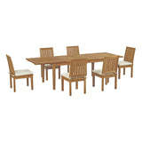 Marina 7 Piece Outdoor Patio Teak Dining Set (Coastal Modern & Weather Resistant)