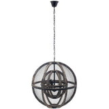 Gravitate Globe Rustic Oak Wood Pendant Light Chandelier - Modern Farmhouse & Entryway Statement