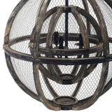 Gravitate Globe Rustic Oak Wood Pendant Light Chandelier - Modern Farmhouse & Entryway Statement