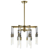 Resolve Antique Brass Ceiling Light Pendant Chandelier - Industrial Luxe & 12-Light Dining Statement
