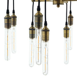 Resolve Antique Brass Ceiling Light Pendant Chandelier - Industrial Luxe & 12-Light Dining Statement
