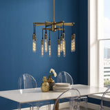 Resolve Antique Brass Ceiling Light Pendant Chandelier - Industrial Luxe & 12-Light Dining Statement