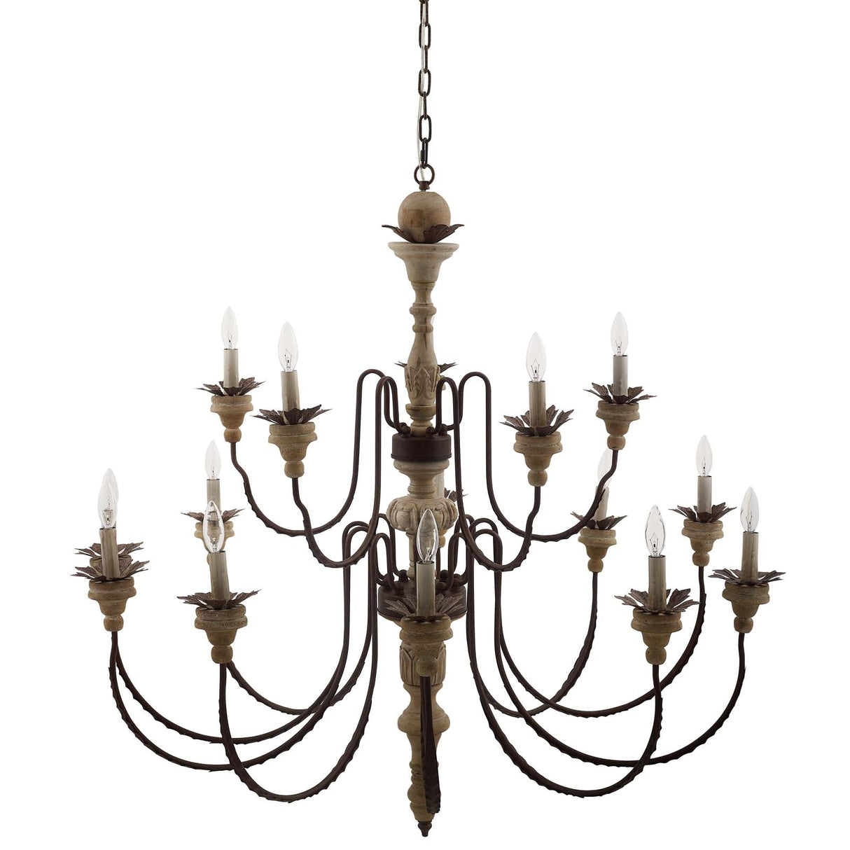 Nobility Pendant Light Ceiling Candelabra Chandelier - French Vintage & Carved Wood Statement