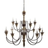 Nobility Pendant Light Ceiling Candelabra Chandelier - French Vintage & Carved Wood Statement