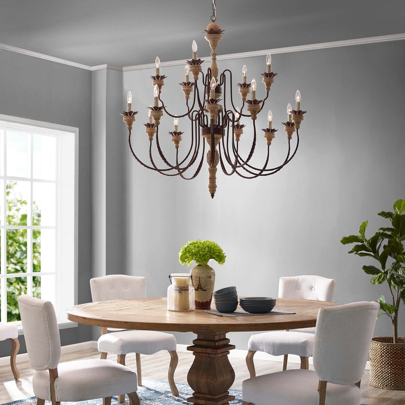 Nobility Pendant Light Ceiling Candelabra Chandelier - French Vintage & Carved Wood Statement