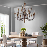 Nobility Pendant Light Ceiling Candelabra Chandelier - French Vintage & Carved Wood Statement
