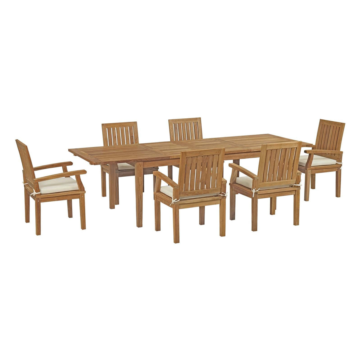 Marina 7 Piece Outdoor Patio Teak Dining Set - Coastal Modern & Weather Resistant