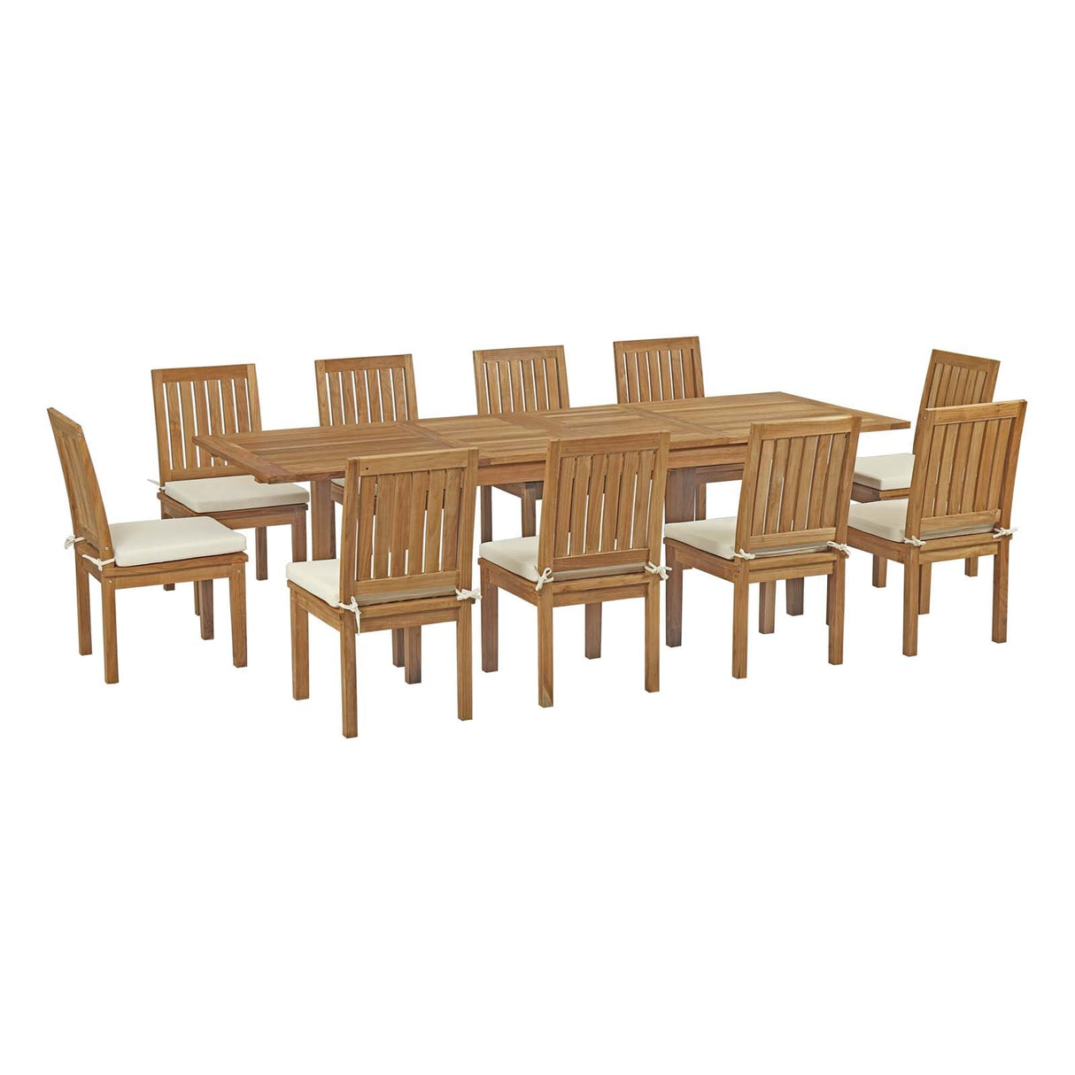 Marina 11 Piece Outdoor Patio Teak Dining Set - Coastal Modern & Weather-Resistant