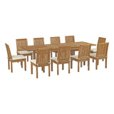 Marina 11 Piece Outdoor Patio Teak Dining Set - Coastal Modern & Weather-Resistant