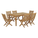 Marina 7 Piece Outdoor Patio Teak Dining Set - Coastal Modern & Weather-Resistant