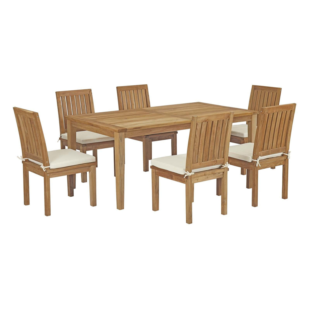 Marina 7 Piece Outdoor Patio Teak Dining Set - Modern Coastal & Weather-Resistant