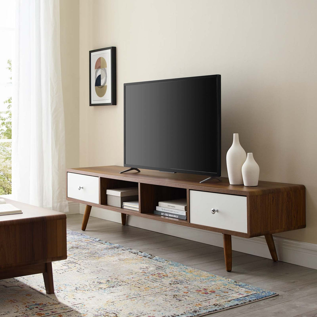 Transmit 70" Media Console Wood TV Stand - Mid-Century Modern & Entertainment Storage