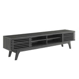 Render 70-Inch Entertainment Center TV Stand - Mid-Century Modern & Slatted Door Storage